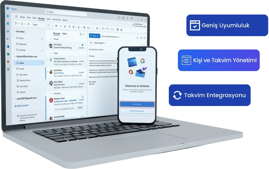 Outlook masaüstü ve mobil entegrasyonu